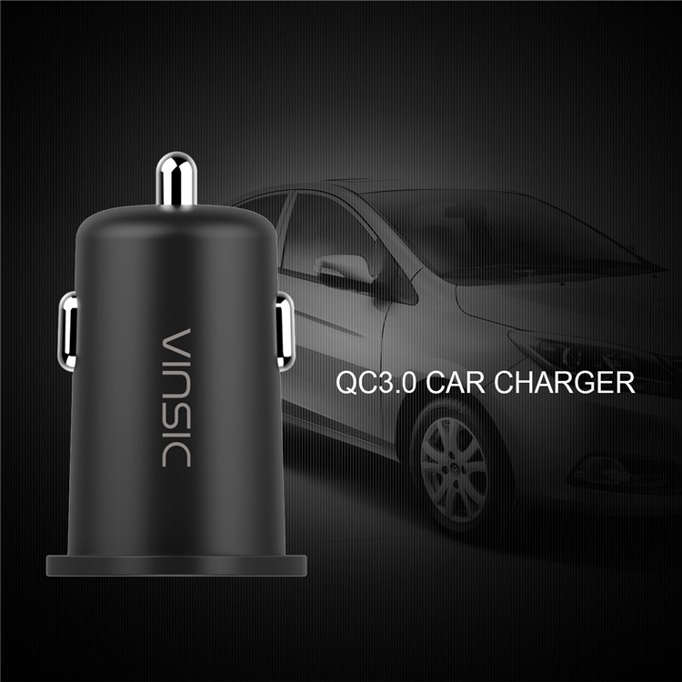 VINSIC VSCC106 Single Port QC 3.0 Car Charger for iPhone Samsung Huawei Etc - Black-1