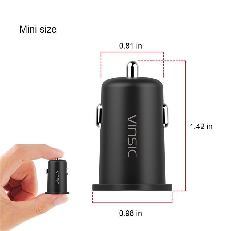 VINSIC VSCC106 Single Port QC 3.0 Car Charger for iPhone Samsung Huawei Etc - Black-12