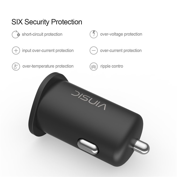 VINSIC VSCC106 Single Port QC 3.0 Car Charger for iPhone Samsung Huawei Etc - Black-9