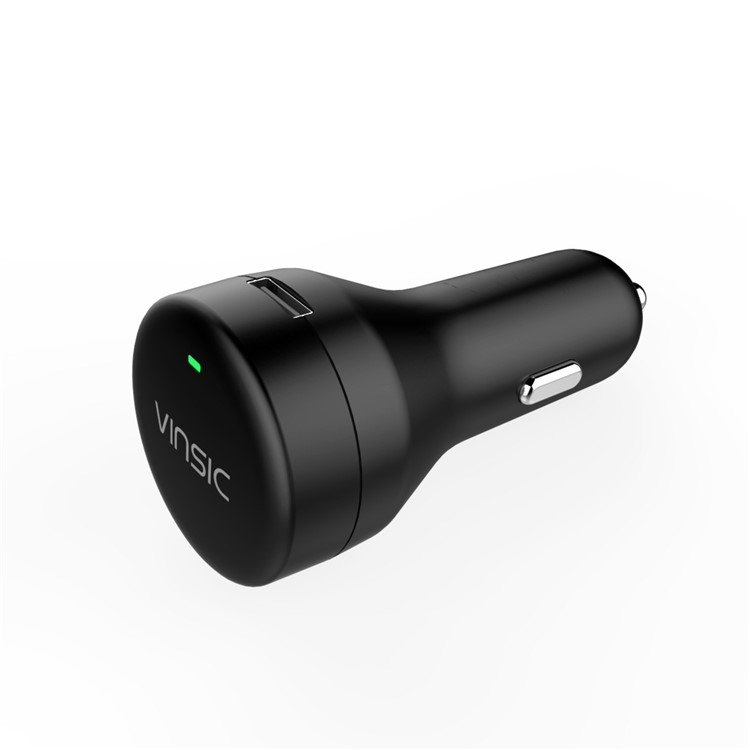 Vinsic vscc207 5v 5.4a 27w fast type-c dual-port usb type-c car charger for iphone samsung - black