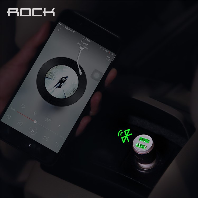 ROCK B200 Wireless Bluetooth Hands-free Music Player FM Transmitter Car Charger Car Kit for iPhone Samsung - Black-3
