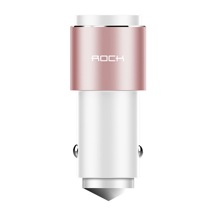 ROCK B200 Music Player FM Transmitter Hands-free Wireless Bluetooth Car Kit with Dual USB Ports - Rose Gold Color-1