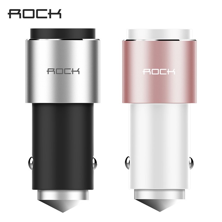 ROCK B200 Music Player FM Transmitter Hands-free Wireless Bluetooth Car Kit with Dual USB Ports - Rose Gold Color-2