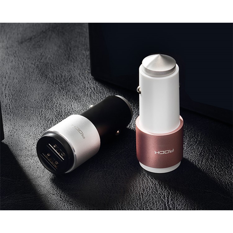 ROCK B200 Music Player FM Transmitter Hands-free Wireless Bluetooth Car Kit with Dual USB Ports - Rose Gold Color-5