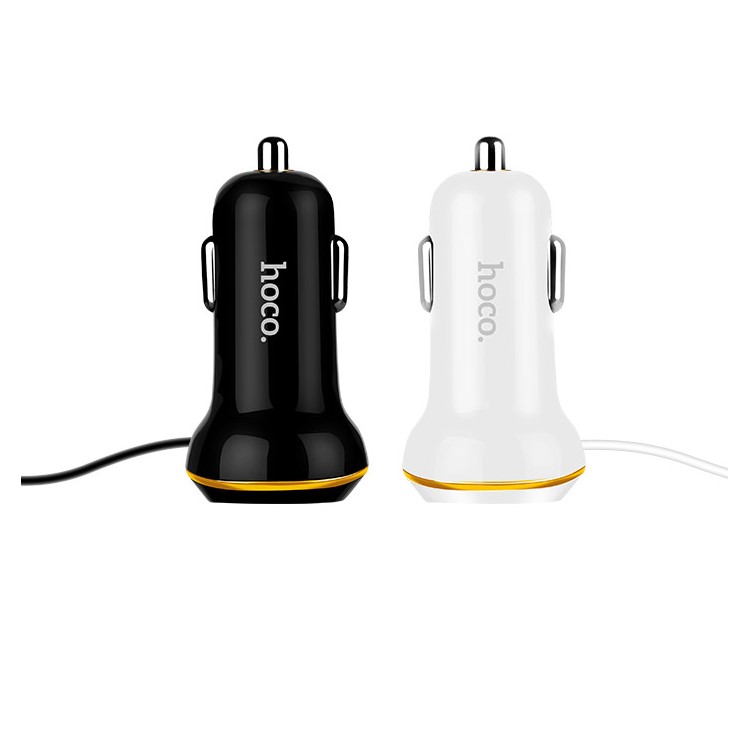 HOCO Z14 Fast Charging Single Port USB Car Charger with Micro USB Coiled Cable - White-4