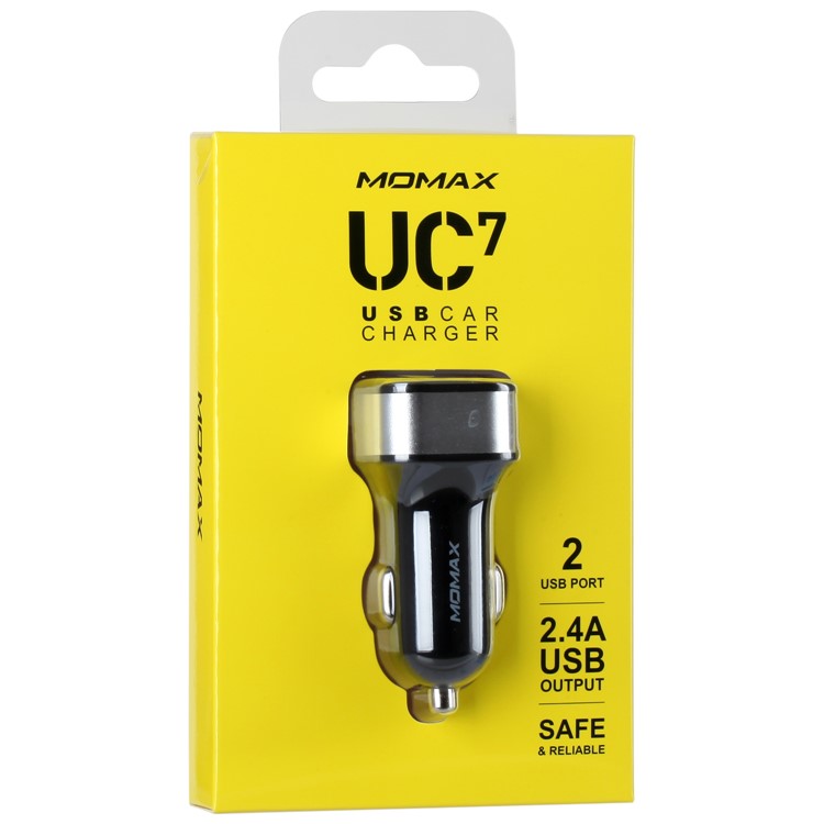MOMAX Dual USB Car Charger (5V 2.4A) for iPhone Samsung HTC Etc. - Black-9