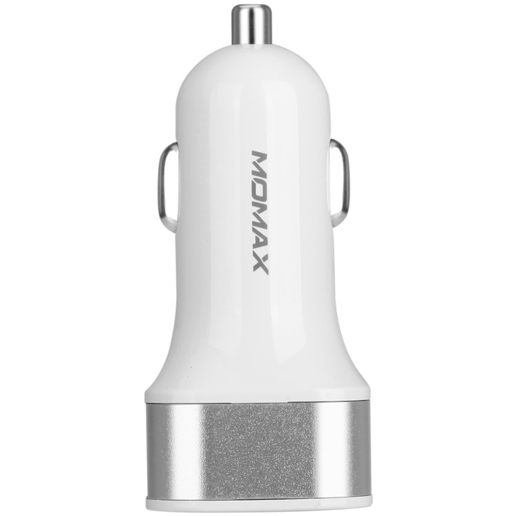 MOMAX 5V 2.4A Dual USB Smart Car Charger for iPhone Samsung HTC Etc. - White-2