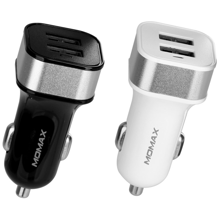 MOMAX 5V 2.4A Dual USB Smart Car Charger for iPhone Samsung HTC Etc. - White-7