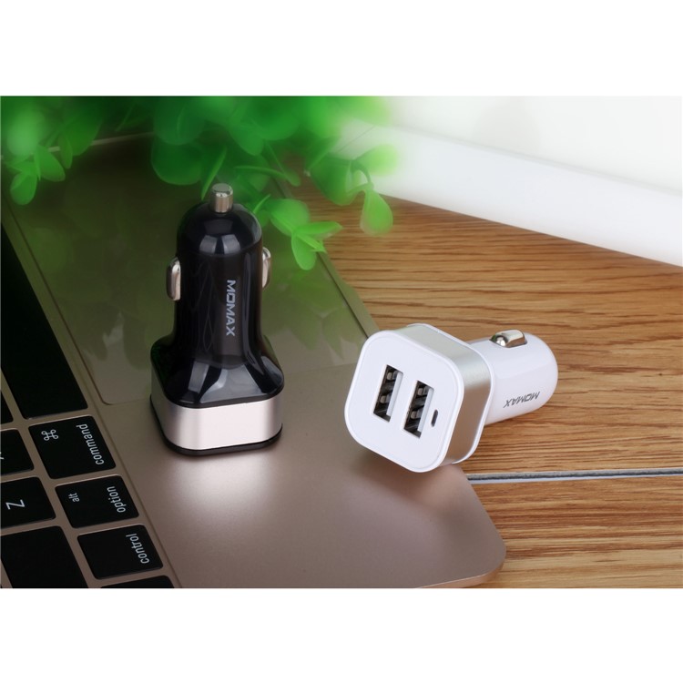 MOMAX 5V 2.4A Dual USB Smart Car Charger for iPhone Samsung HTC Etc. - White-8