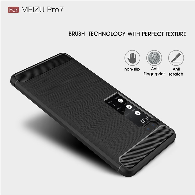 For Meizu Pro 7 Carbon Fiber Texture Brushed TPU Phone Cover - Black-3