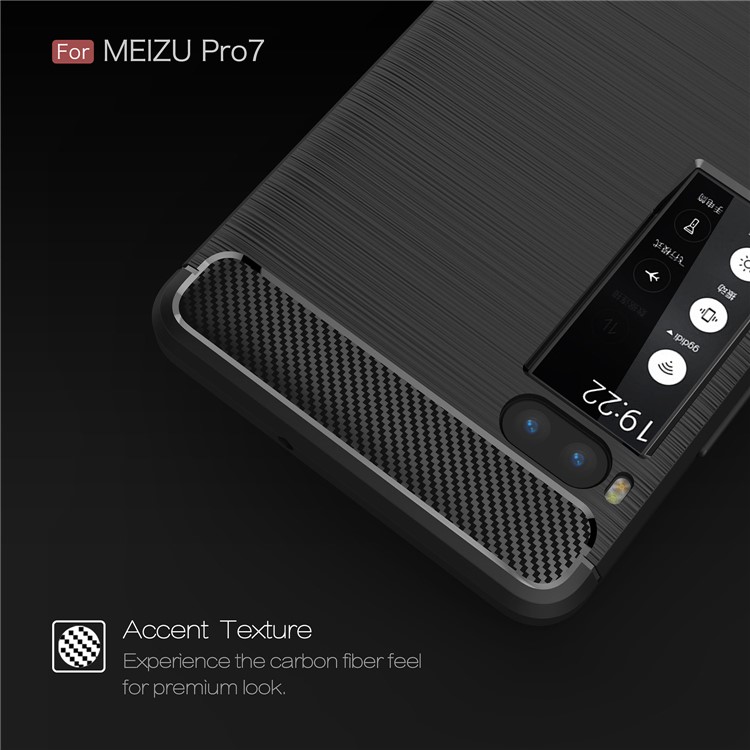 For Meizu Pro 7 Carbon Fiber Texture Brushed TPU Phone Cover - Black-4