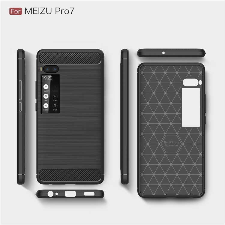 For Meizu Pro 7 Carbon Fiber Texture Brushed TPU Phone Cover - Black-9