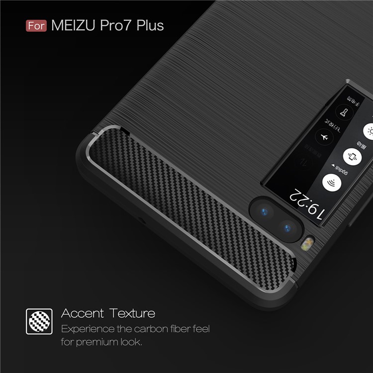 For Meizu Pro 7 Plus Carbon Fiber Texture Brushed TPU Phone Case Accessory - Black-4