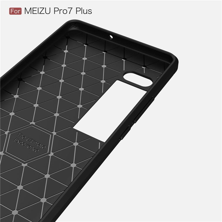 For Meizu Pro 7 Plus Carbon Fiber Texture Brushed TPU Phone Case Accessory - Black-5