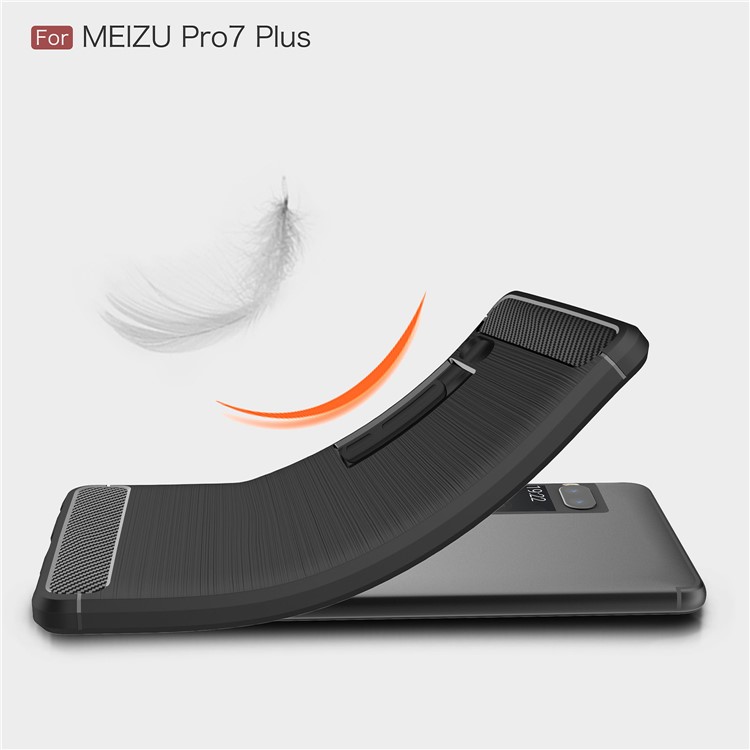 For Meizu Pro 7 Plus Carbon Fiber Texture Brushed TPU Phone Case Accessory - Black-7