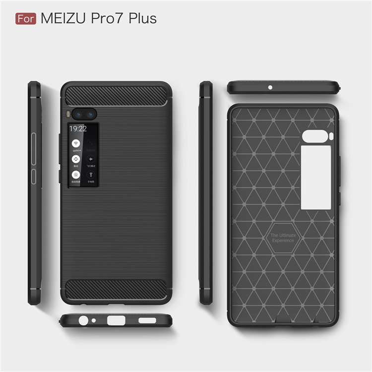 For Meizu Pro 7 Plus Carbon Fiber Texture Brushed TPU Phone Case Accessory - Black-9