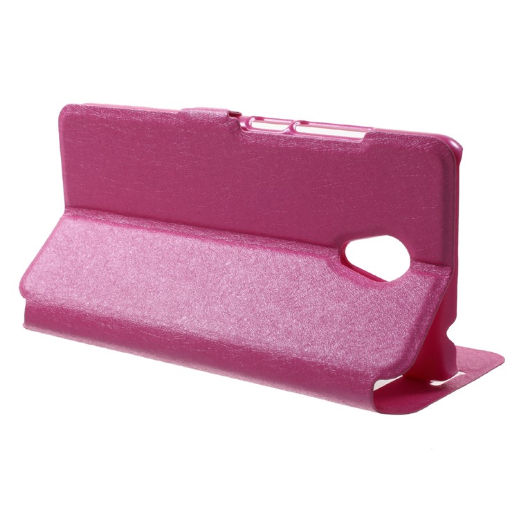 Silk Texture Dual Window Leather Phone Case for Meizu A5/5C - Rose-4