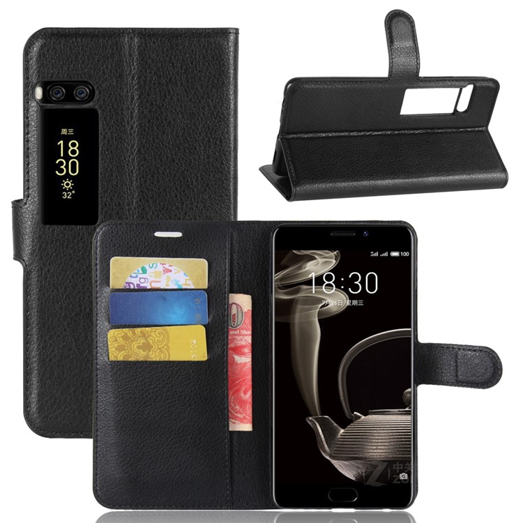 Litchi Texture Wallet Stand Leather Phone Case for Meizu PRO 7 Plus - Black-1