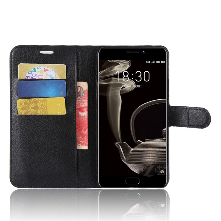 Litchi Texture Wallet Stand Leather Phone Case for Meizu PRO 7 Plus - Black-4