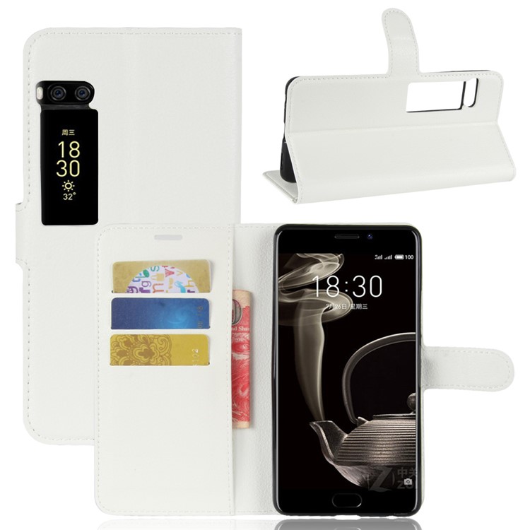 Litchi Texture Wallet Stand Leather Mobile Cover for Meizu PRO 7 Plus - White-1