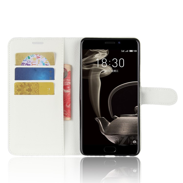 Litchi Texture Wallet Stand Leather Mobile Cover for Meizu PRO 7 Plus - White-4