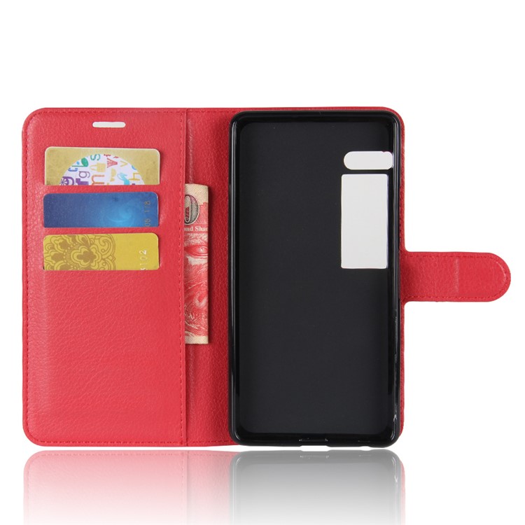 Wallet Stand Litchi Texture Leather Phone Case Shell for Meizu PRO 7 Plus - Red-3