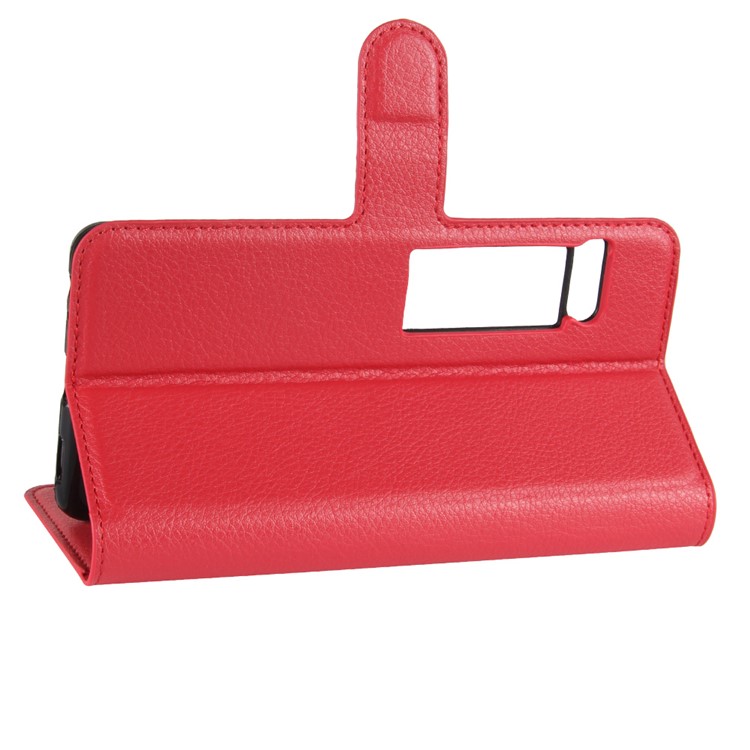 Wallet Stand Litchi Texture Leather Phone Case Shell for Meizu PRO 7 Plus - Red-5