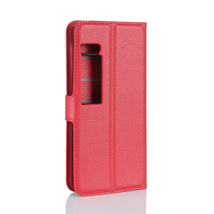 Wallet Stand Litchi Texture Leather Phone Case Shell for Meizu PRO 7 Plus - Red-6