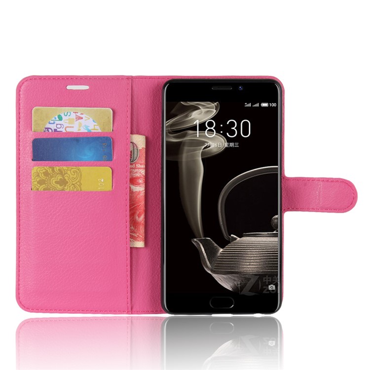 Litchi Grain Wallet Stand Leather Flip Phone Case for Meizu PRO 7 Plus - Rose-4