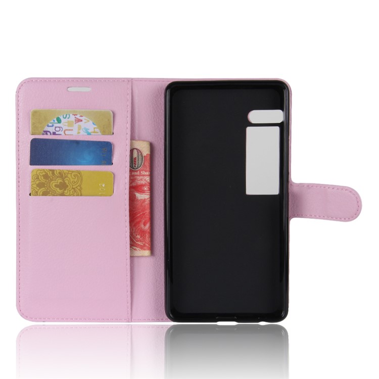Litchi Texture Wallet Stand Leather Phone Case Accessory for Meizu PRO 7 Plus - Light Purple-3