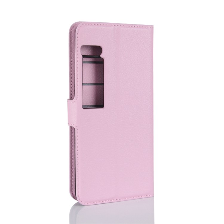 Litchi Texture Wallet Stand Leather Phone Case Accessory for Meizu PRO 7 Plus - Light Purple-6