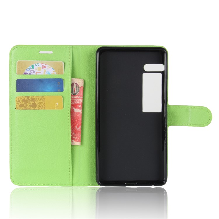 Litchi Texture Wallet Stand Leather Protection Phone Case for Meizu PRO 7 Plus - Green-3