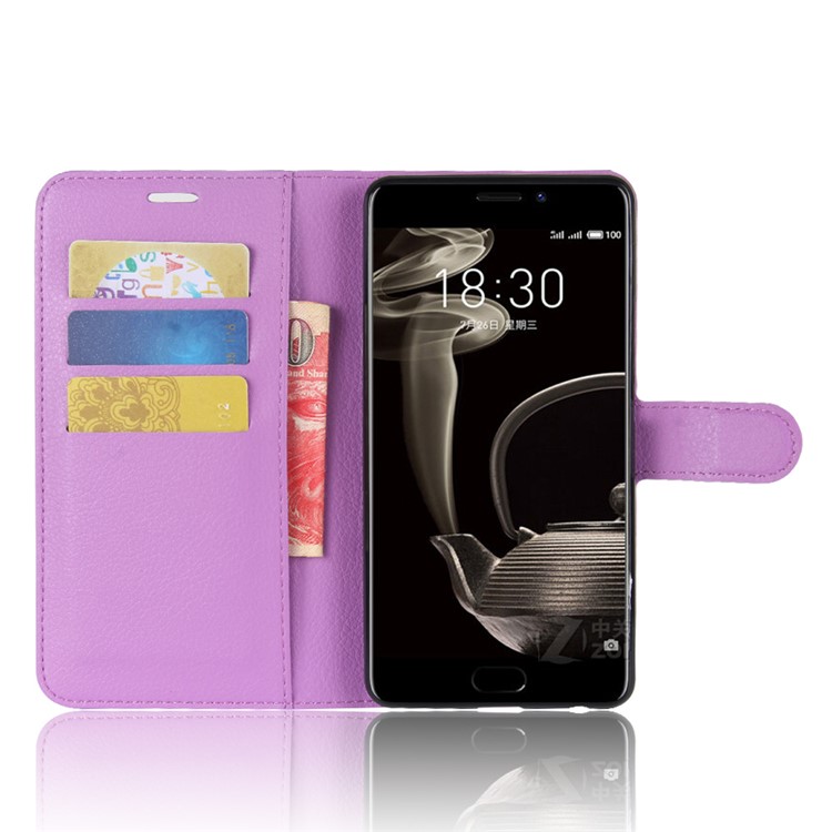 For Meizu PRO 7 Plus Litchi Texture Wallet Stand Leather Phone Case - Dark Purple-4