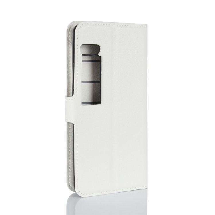 Litchi Grain Leather Wallet Stand Cover for Meizu PRO 7 - White-6
