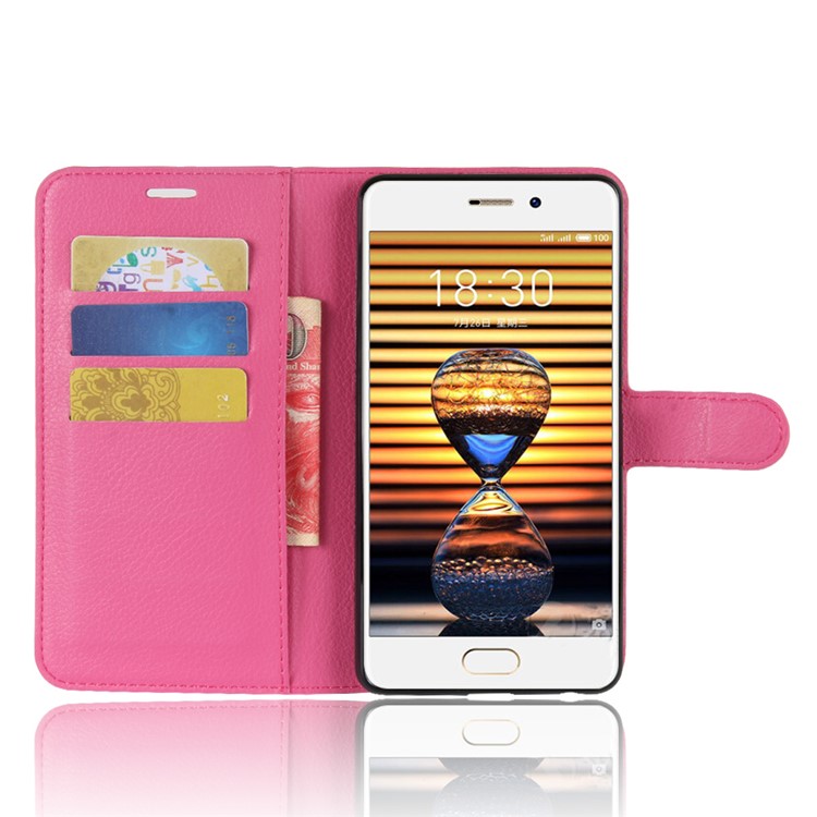 Litchi Grain Leather Wallet Stand Phone Case for Meizu PRO 7 - Rose-4