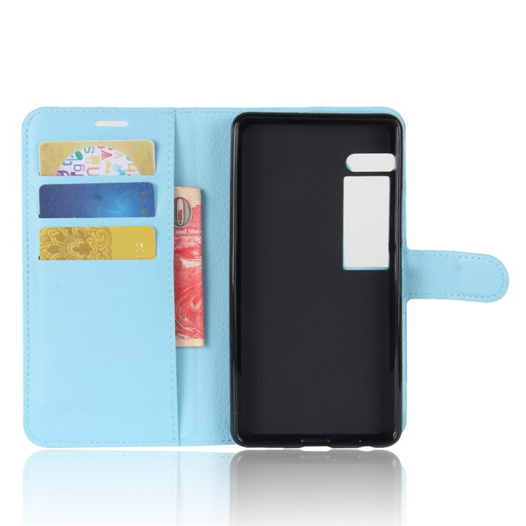 Litchi Grain Flip Leather Wallet Cellphone Case for Meizu PRO 7 - Blue-3