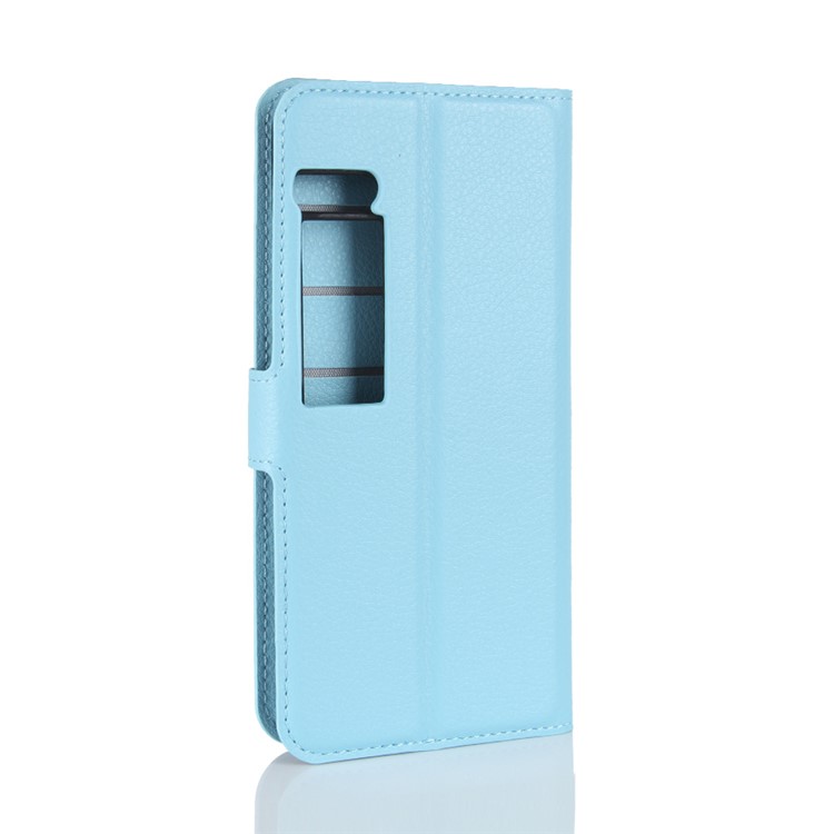Litchi Grain Flip Leather Wallet Cellphone Case for Meizu PRO 7 - Blue-6