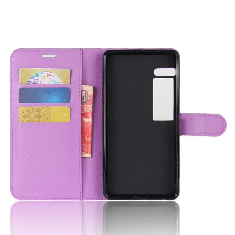Litchi Grain Leather Wallet Stand Mobile Phone Cover for Meizu PRO 7 - Purple-3