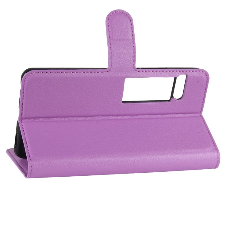 Litchi Grain Leather Wallet Stand Mobile Phone Cover for Meizu PRO 7 - Purple-5