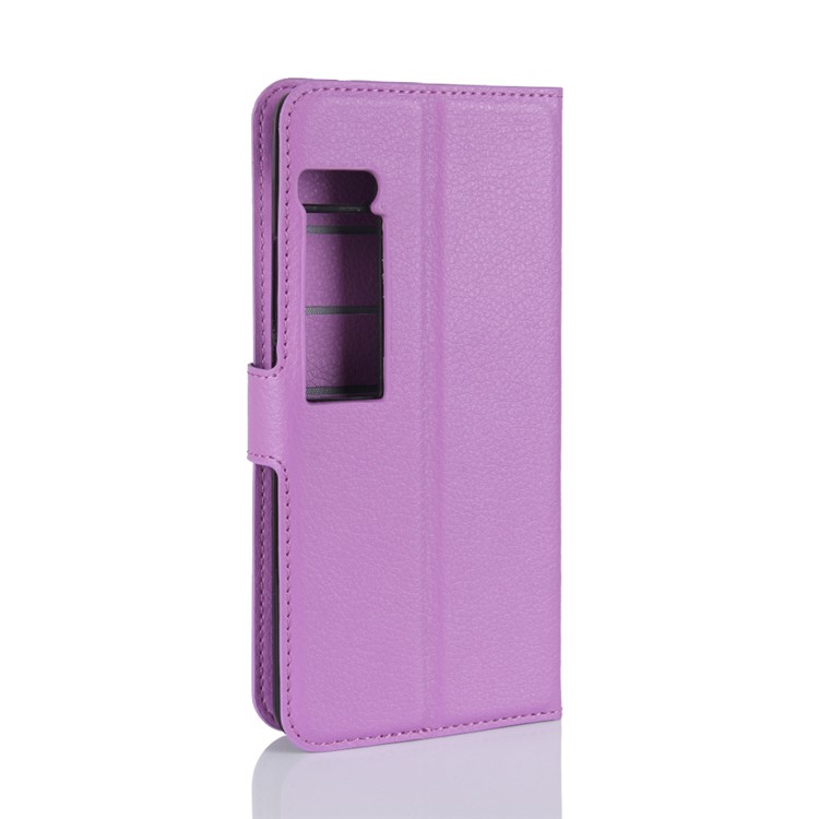 Litchi Grain Leather Wallet Stand Mobile Phone Cover for Meizu PRO 7 - Purple-6