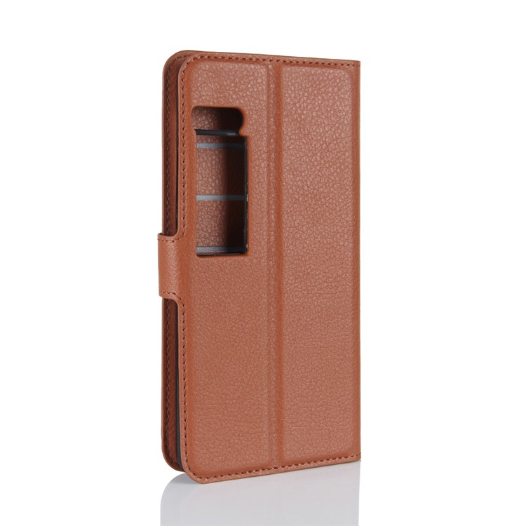 Litchi Grain Leather Wallet Stand Case Protector for Meizu PRO 7 - Brown-6