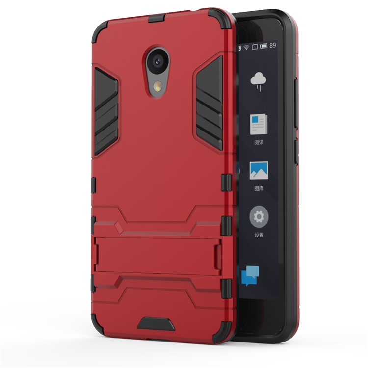 Cool Plastic TPU Kickstand Hybrid Shell Phone Accessory for Meizu M5c / A5 - Red-2