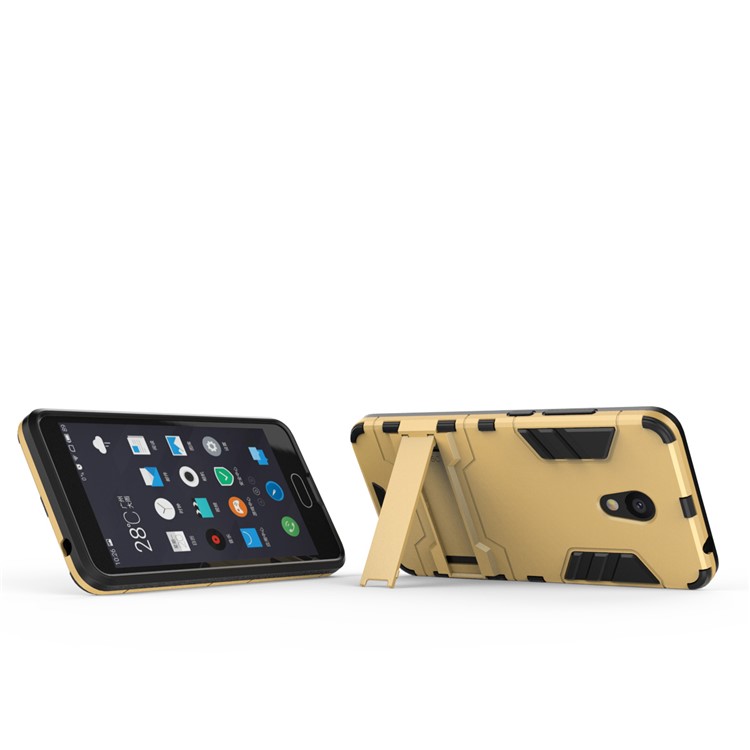Cool Plastic TPU Kickstand Hybrid Cover for Meizu M5c / A5 - Gold-7
