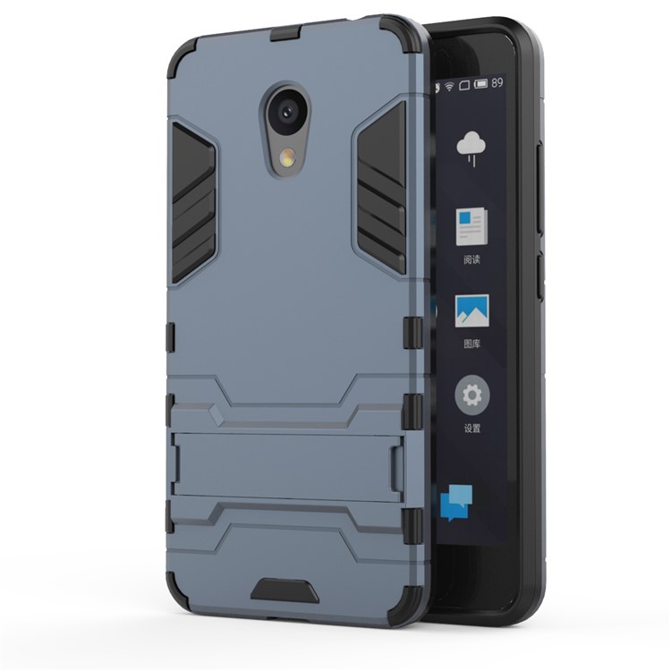 Cool Plastic TPU Kickstand Hybrid Case Accessory for Meizu M5c / A5 - Dark Blue-2