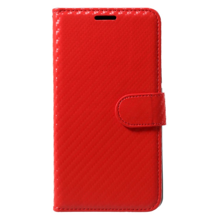 Twill Carbon Fiber Grain Flip Wallet Leather Protection Shell for Meizu E2 - Red-2