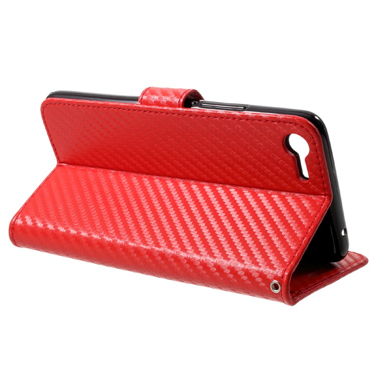 Twill Carbon Fiber Grain Flip Wallet Leather Protection Shell for Meizu E2 - Red-4