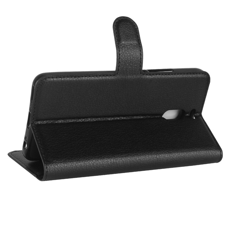 Litchi Skin PU Leather Magnetic Wallet Stand Phone Shell for Meizu M6 Note - Black-5