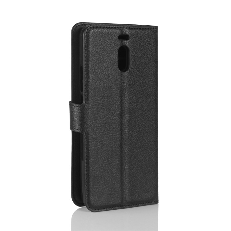 Litchi Skin PU Leather Magnetic Wallet Stand Phone Shell for Meizu M6 Note - Black-6