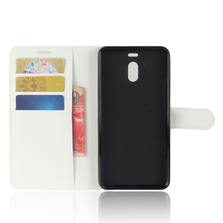 Litchi Skin PU Leather Magnetic Wallet Stand Phone Case for Meizu M6 Note - White-3