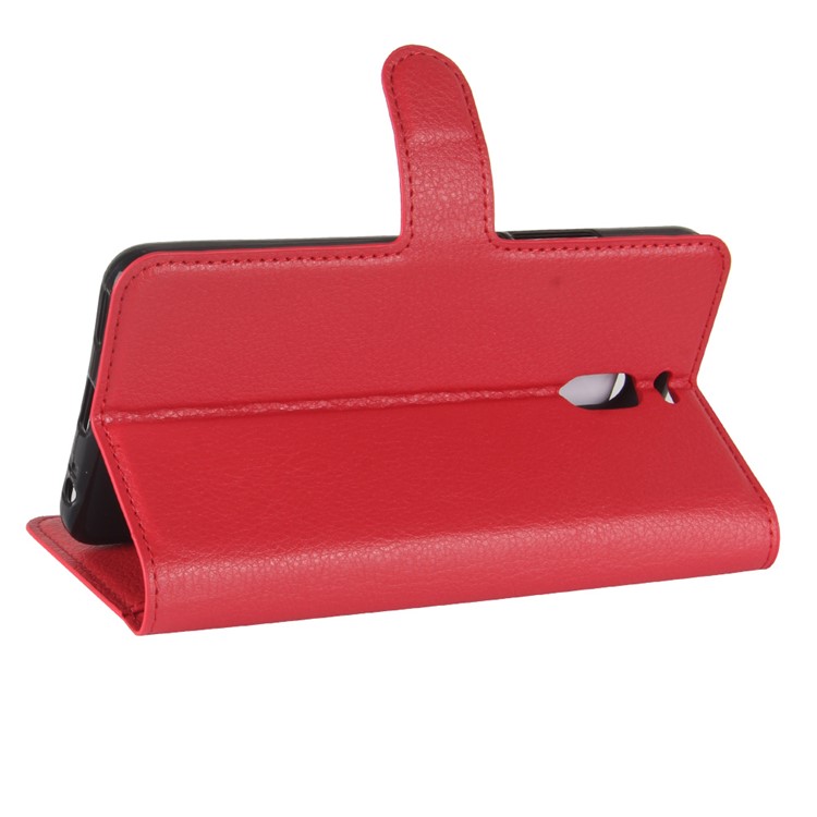 Litchi Skin PU Leather Magnetic Wallet Stand Phone Cover for Meizu M6 Note - Red-5